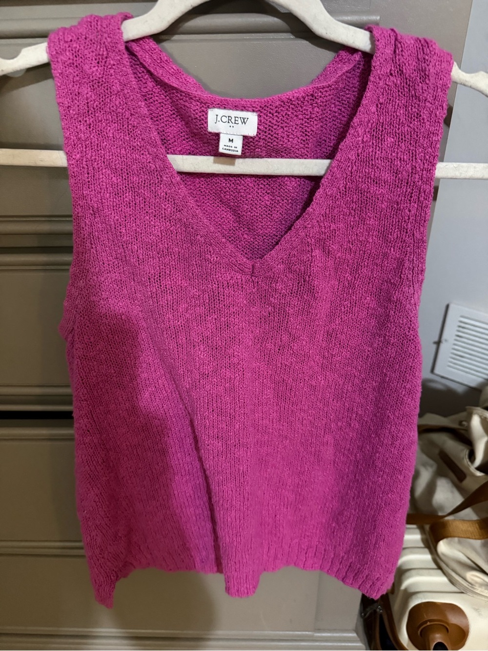 J. Crew Bright Magenta V-Neck Knit Vest